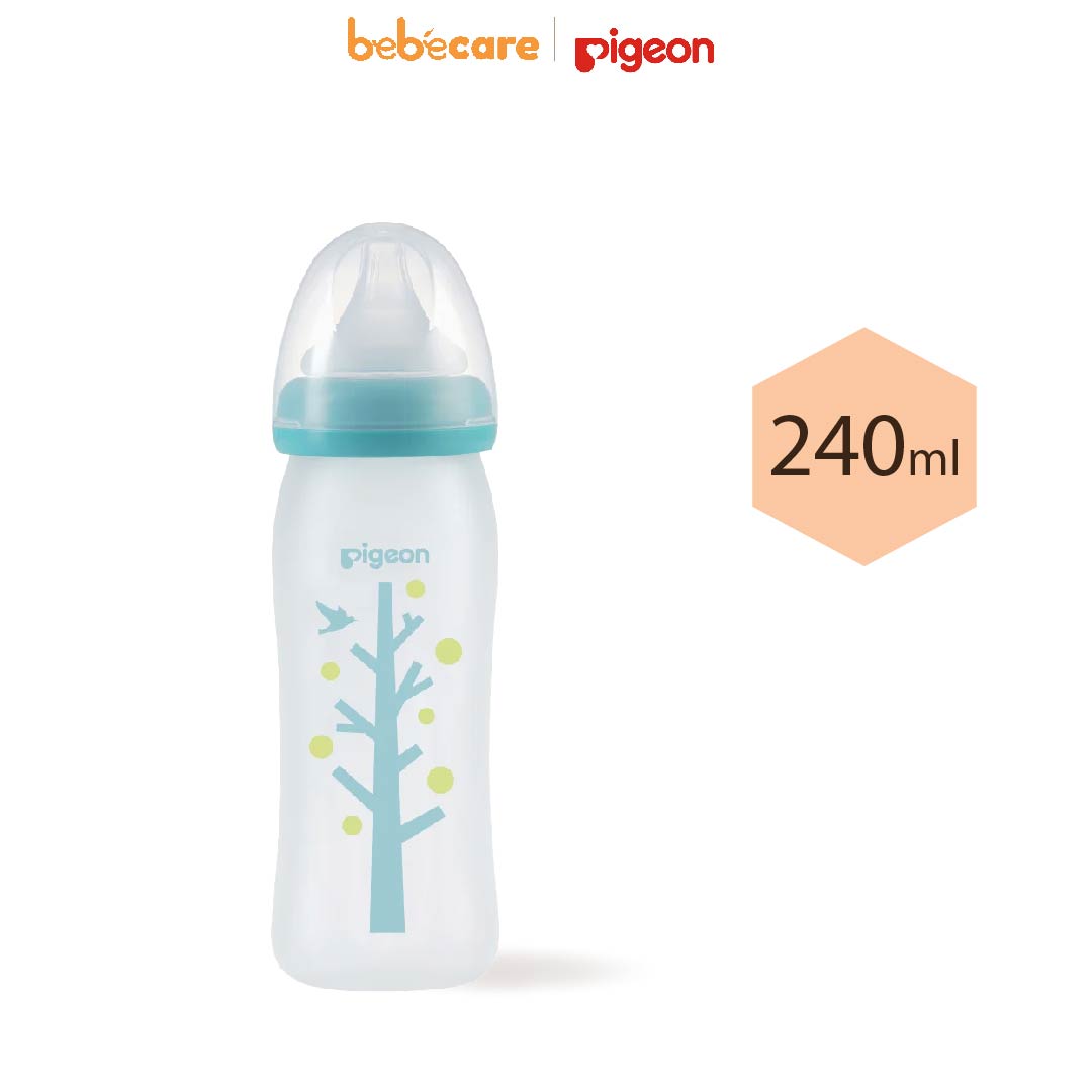 Pigeon (1080)-Bình Sữa Thủy Tinh Cổ Rộng Pigeon 240ml (Từ 3 Tháng)